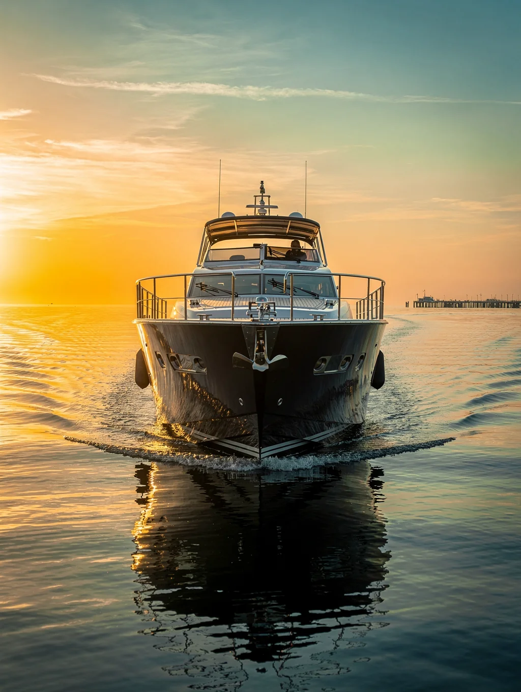Hauptdeck bei Sonnenuntergang
